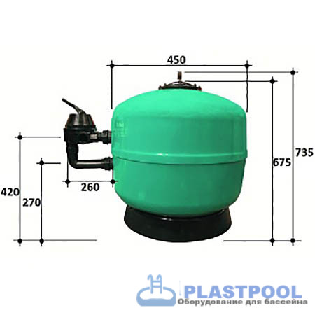 Фильтр 8м3/ч Gemas FILTREX 450мм с боковым вентилем 1 1/2"