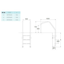 Лестница 5 ступеней (ш.б.) Flexinox SPECIAL OVERFLOW AISI-316