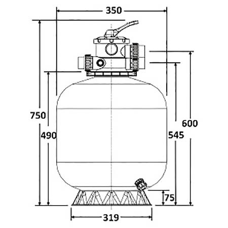 Фильтр   5м3/ч Laswim P-DG 350мм пластиковый с верхним вентилем 1 1/2"