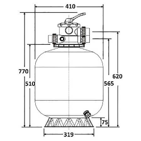Фильтр   6,5м3/ч Laswim P-DG 410мм пластиковый с верхним вентилем 1 1/2" 