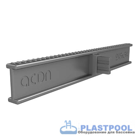 Переливная решетка 245x34 мм, цвет нержавеющая сталь