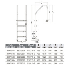 Лестница 3 ступени (ш.б.) Emaux NSL315-S AISI-316