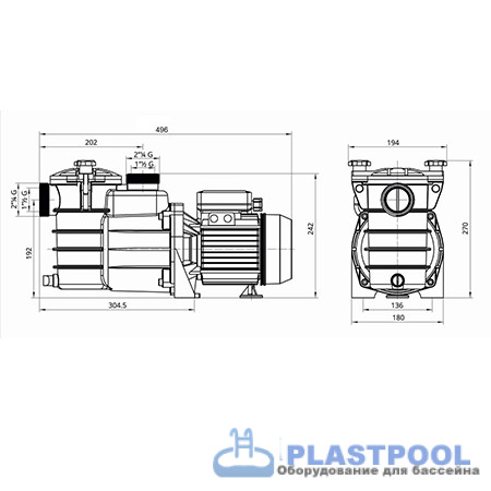 Насос с префильтром  10,5м3/ч PSH MINI-80M Н=10 0,6кВт 230В (морская вода) 