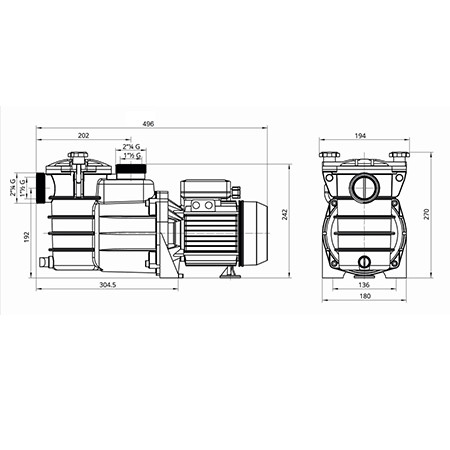 Насос с префильтром 12,5м3/ч PSH MINI-100M Н=10 0,75кВт 230В (морская вода)