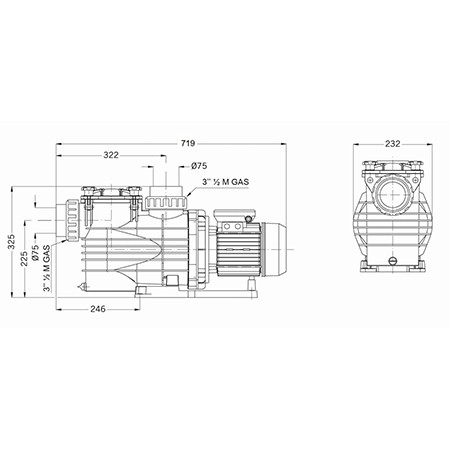Насос с префильтром  16,8м3/ч PSH MAXI-15T Н=10 1,1кВт 400В (морская вода) 