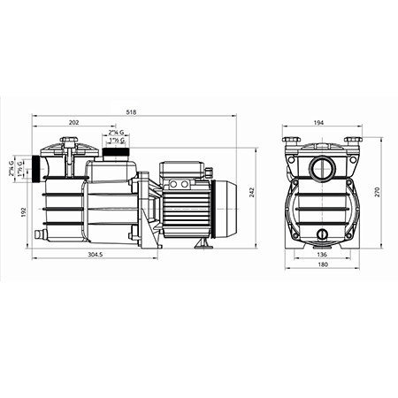 Насос с префильтром  18м3/ч PSH MINI-150M Н=10 1,1кВт 230В (морская вода) 