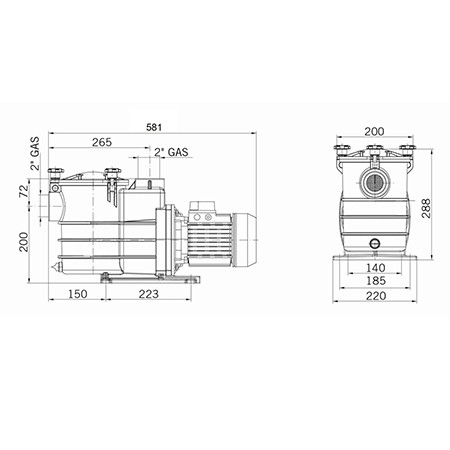 Насос с префильтром  22,1м3/ч PSH ND.2-24M Н=10 1,1кВт 230В (морская вода) 