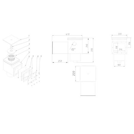 Скиммер Акватехника V-15л 2" ВР удлиненный AISI 316 (универсал)