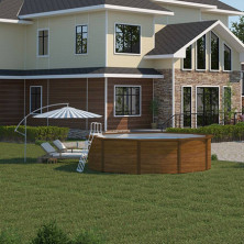 Каркасный бассейн MAGIC POOL 4,6х1,32м (темное дерево) круг