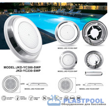 Прожектор накладной из нерж. стали рамка белая (25Вт/12В) LED Cold white Tadpole JKD-YC300-SWP