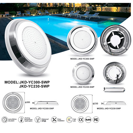 Прожектор накладной из нерж. стали рамка белая (25Вт/12В) LED Cold white Tadpole JKD-YC300-SWP