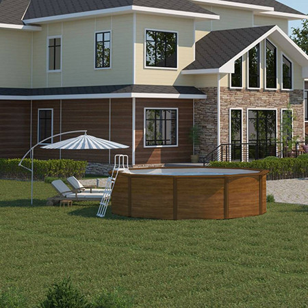 Каркасный бассейн MAGIC POOL 5,5х1,32м (темное дерево) круг