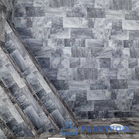 Пленка для бассейна Haogenplast Ogenflex StoneTile Grey-3D (каменно-серый) 1,65х25м