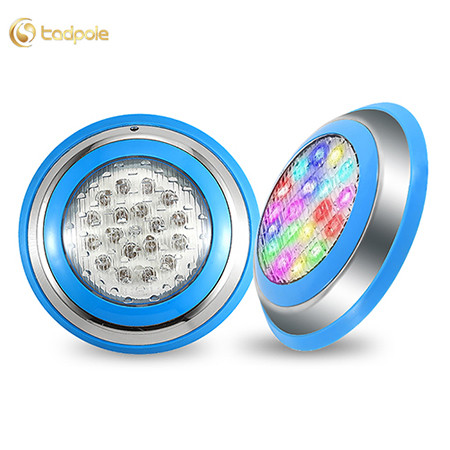Прожектор накладной из нерж. стали рамка синяя (18Вт/12В) LED RGB с пультом Tadpole JKD-YC230-SP