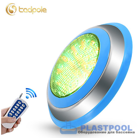 Прожектор накладной из нерж. стали рамка синяя (18Вт/12В) LED RGB с пультом Tadpole JKD-YC230-SP