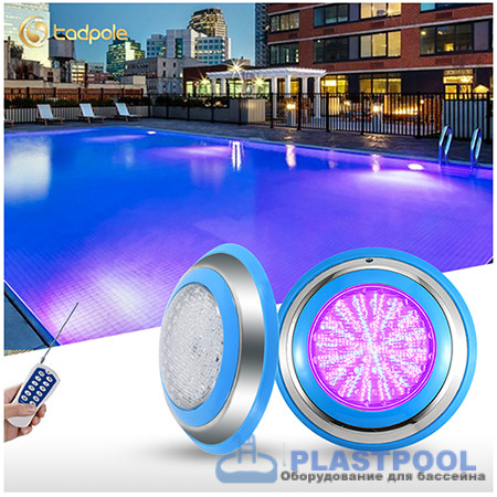 Прожектор накладной из нерж. стали рамка синяя (18Вт/12В) LED RGB с пультом Tadpole JKD-YC230-SP