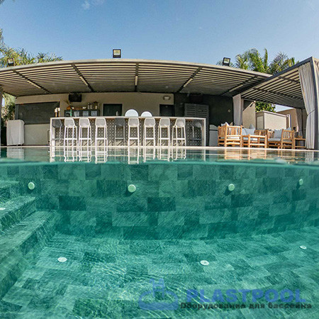 Пленка для бассейна Haogenplast Ogenflex StoneTile Emirald-3D (каменный изумруд) 1,65х25м