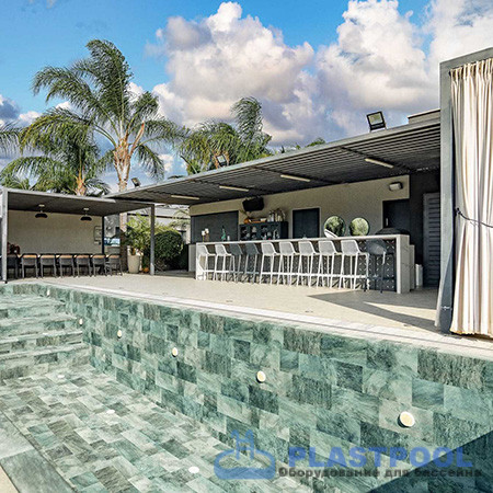 Пленка для бассейна Haogenplast Ogenflex StoneTile Emirald-3D (каменный изумруд) 1,65х25м