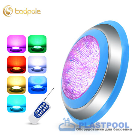 Прожектор накладной из нерж. стали рамка синяя (25Вт/12В) LED RGB с пультом Tadpole JKD-YC300-SP