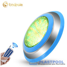 Прожектор накладной из нерж. стали рамка синяя (25Вт/12В) LED RGB с пультом Tadpole JKD-YC300-SP