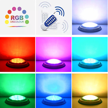 Прожектор накладной из нерж. стали рамка синяя (25Вт/12В) LED RGB с пультом Tadpole JKD-YC300-SP