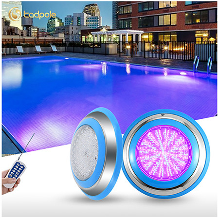Прожектор накладной из нерж. стали рамка синяя (25Вт/12В) LED RGB с пультом Tadpole JKD-YC300-SP