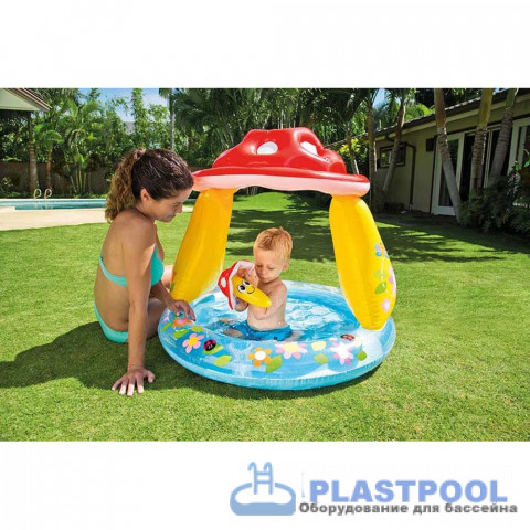Бассейн детский "Грибок" с надувным дном 102х89см Intex 