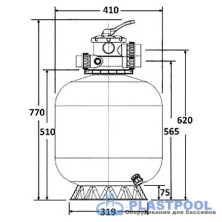 Фильтр   6,5м3/ч Laswim P-DG 410мм пластиковый с верхним вентилем 1 1/2" 