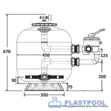 Фильтр   8м3/ч Laswim P-CG 450мм пластиковый с боковым вентилем 1 1/2" 