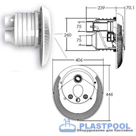 Противоток AquaViva WTB300T Kit (380V, LED, 60m3, 3kW, 4HP) вал AISI 316