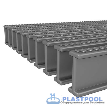 Переливная решетка 195x34 мм, цвет нержавеющая сталь