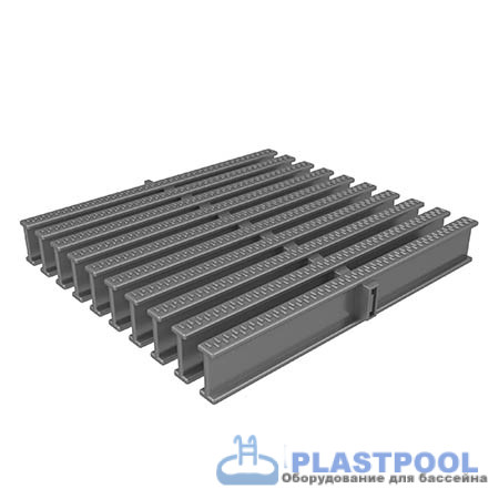 Переливная решетка 195x34 мм, цвет нержавеющая сталь