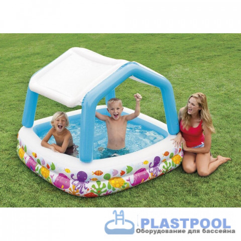 Бассейн детский с навесом "Аквариум" 157х157х122см, Intex 