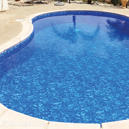 Лайнер ПВХ Renolit Alkorplan 3000, 1,65х25 м, цвет Marble (синий мрамор)