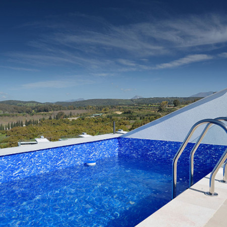 Лайнер ПВХ Renolit Alkorplan 3000, 1,65х25 м, цвет Marble (синий мрамор)