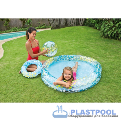 Бассейн детский "Звезды" с мячом и кругом 122х25см, Intex 