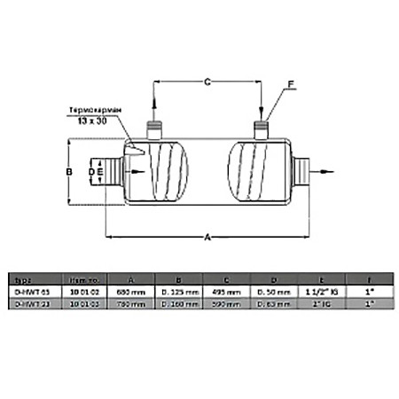 Теплообменник 84кВт Max Dapra D-HWT 65 корпус н/с спираль н/с AISI 316 