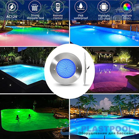 Прожектор  встраиваемый из нерж. стали (12Вт/12В) LED RGB с пультом Tadpole JKD-UT160-2SP