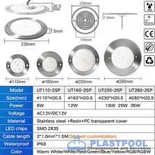 Прожектор встраиваемый из нерж. стали (25Вт/12В) LED Cold white Tadpole JKD-UT280-2SP