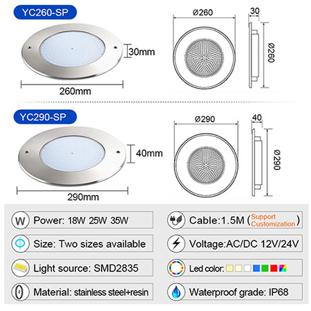 Прожектор встраиваемый из нерж. стали (25Вт/12В) LED Cold white Tadpole JKD-YC260-SP