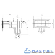 Скиммер Gemas 455х235мм 1 1/2" ВР M5 с квадратной крышкой с декор. рамкой (универсал)